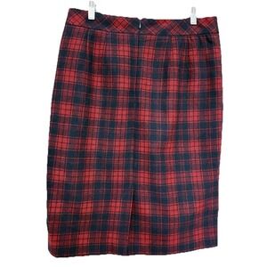 Chadwicks Boston Skirt Wool Blend Red Plaid Tartan 10T Straight Preppy  Holidays